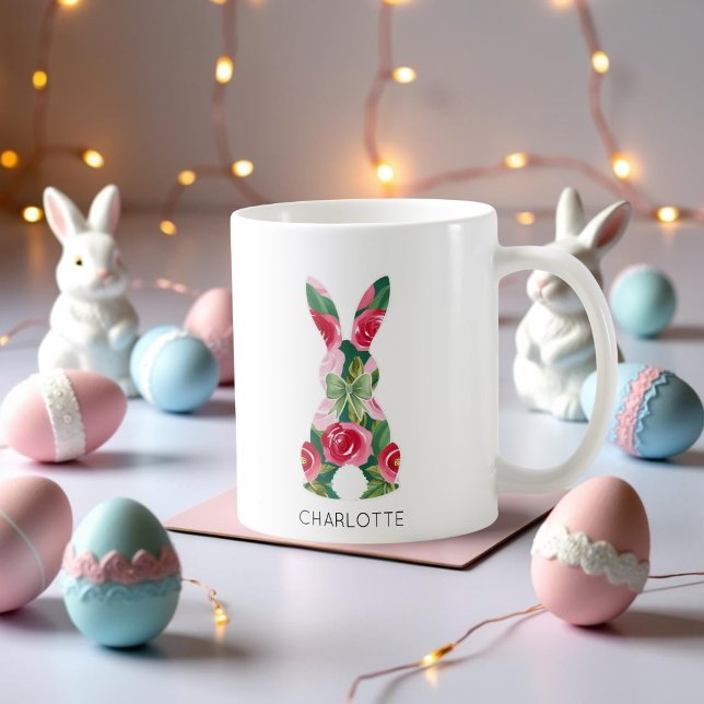 Personalised Easter Bunny Mug with Floral Design (Personalized Easter Bunny Mug with Floral Design)