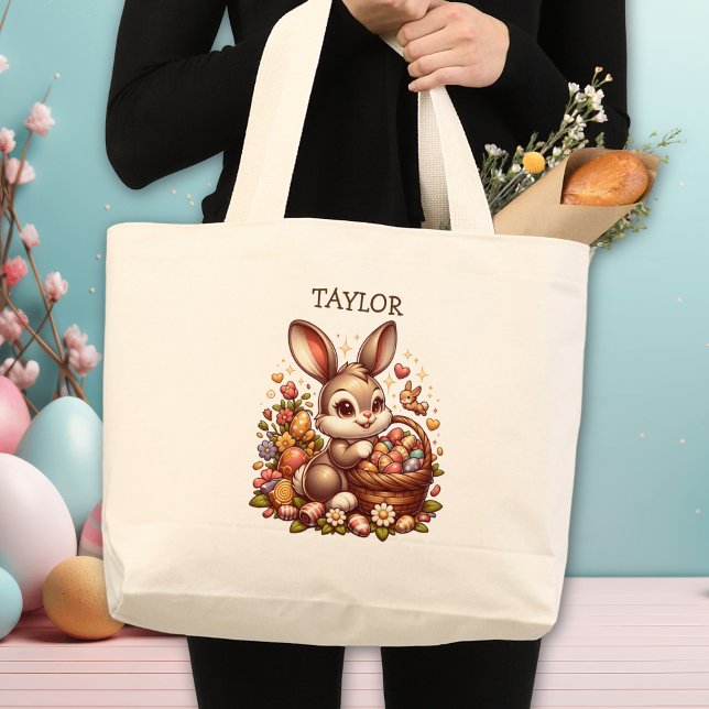 Personalised Easter Bunny Rabbit Large Tote Bag (Creator Uploaded)