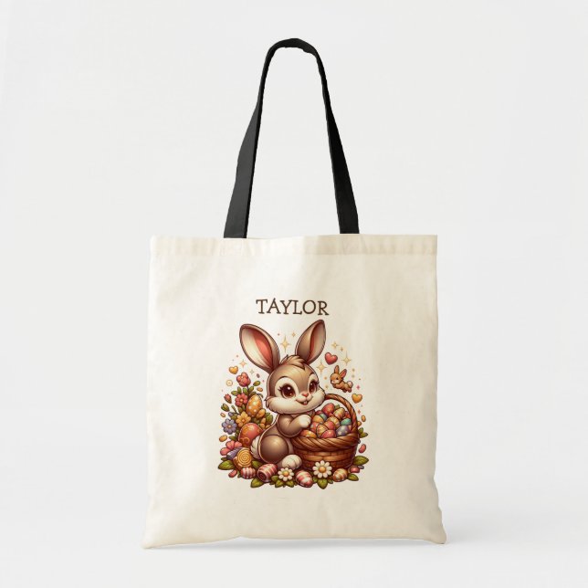 Personalised Easter Bunny Rabbit Tote Bag (Front)