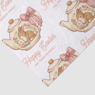 Personalised Easter Bunny Teapot Floral  Tissue Paper