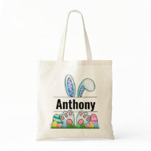 Personalised Easter Bunny Tote Bag - Custom Name 