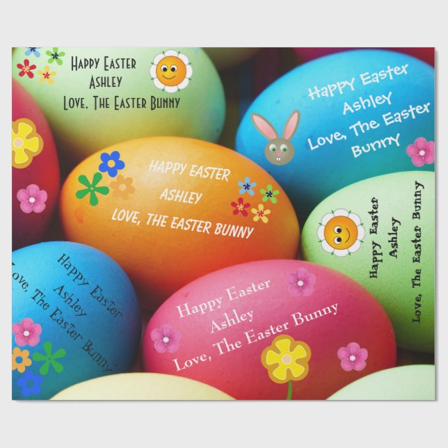 Personalised Easter Bunny Wrapping Paper (Flat)