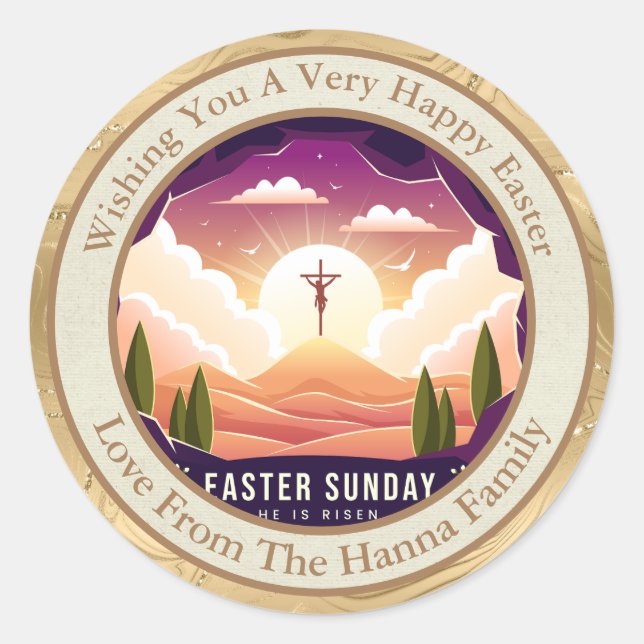 Personalised Easter | Church and Sunday School Classic Round Sticker (Front)