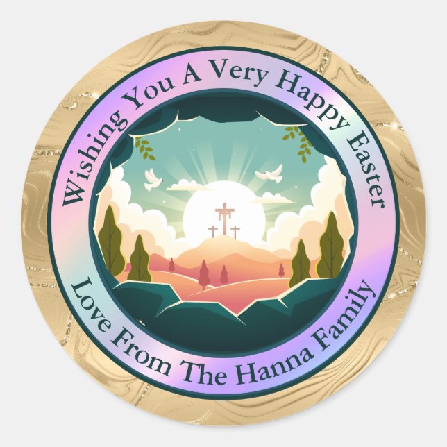 Personalised Easter | Church and Sunday School Classic Round Sticker (Front)