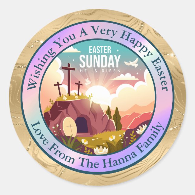 Personalised Easter | Church and Sunday School Classic Round Sticker (Front)