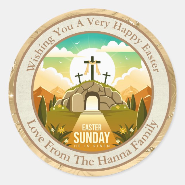 Personalised Easter | Church and Sunday School Classic Round Sticker (Front)