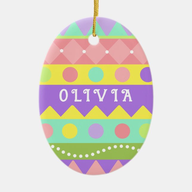 Personalised Easter Egg Ceramic Ornament (Front)