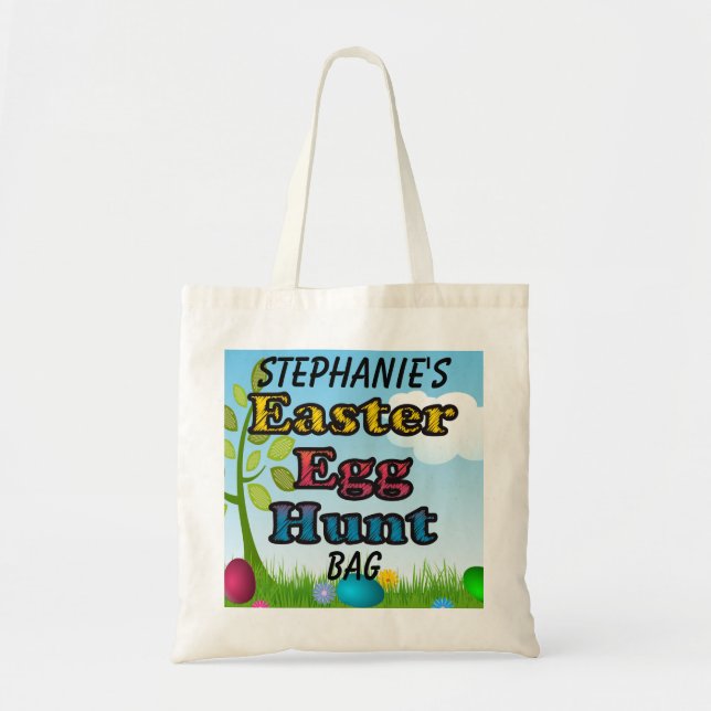 Personalised Easter Egg Hunt Basket Tote Bag (Front)