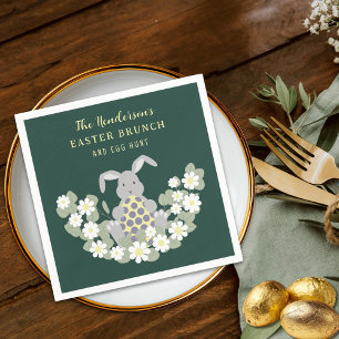 Personalised Easter Egg Hunt Brunch Bunny Floral Napkin