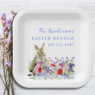 Personalised Easter Egg Hunt Brunch Bunny Floral Paper Plate