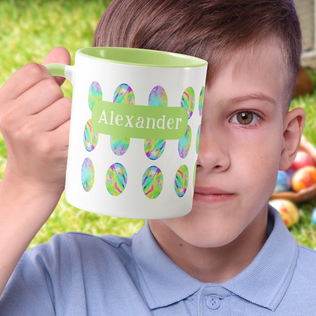Personalised Easter Egg Hunt Brunch Garden Party Mug (Personalized kids name Easter egg hunt spring brunch garden party mug Holiday drinkware)