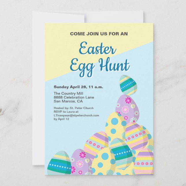 Personalised Easter Egg hunt colourful spring Invitation (Front)