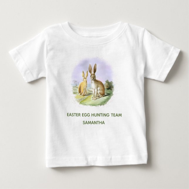 Personalised Easter Egg Hunting Team Bunny  Baby T-Shirt (Front)