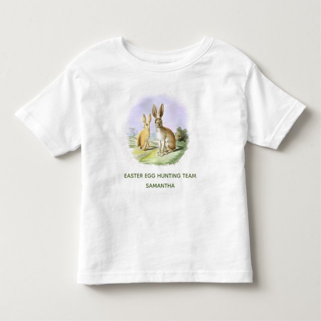 Personalised Easter Egg Hunting Team Bunny  Toddler T-Shirt (Front)
