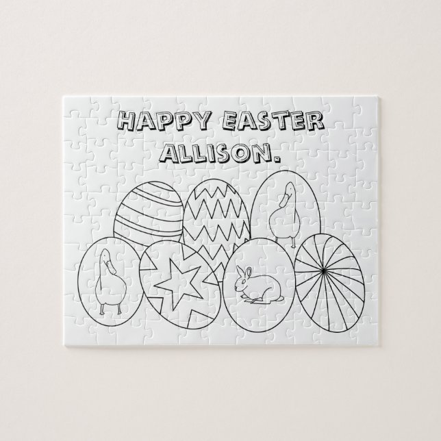 Personalised Easter Eggs to Colour Puzzles (Horizontal)