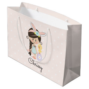 Personalised Easter Gift Bag Bunny Ears Girl Asian
