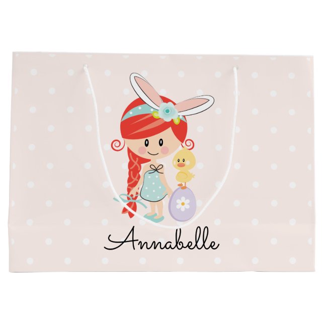 Personalised Easter Gift Bag Bunny Ears Redhead (Back)
