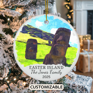 Personalised Easter Island Ornament, Chile Ceramic Ornament