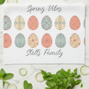 Personalised Easter Kitchen Towel – Pastel Floral