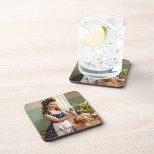 Personalised Easter Pin-Up Kitchen Drink Coaster