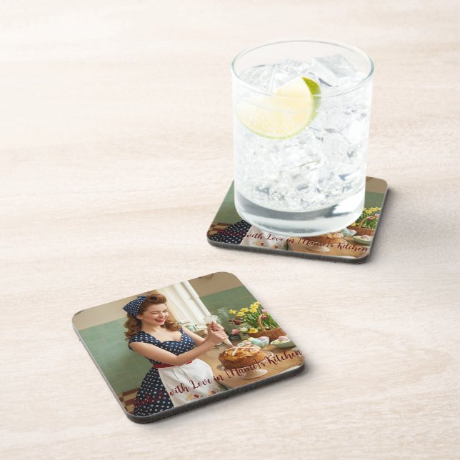 Personalised Easter Pin-Up Kitchen Drink Coaster (Right Side)