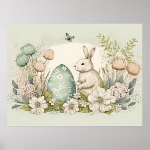 Personalised Easter Poster with Cute Bunny