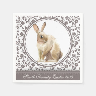 Personalised Easter Rabbit Floral Napkin
