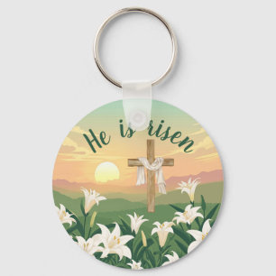 Personalised Easter sunrise Christian cross  Key Ring