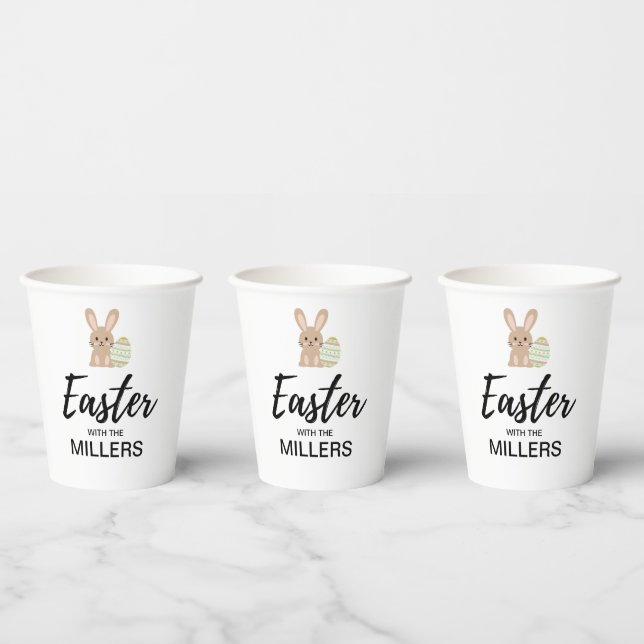 Personalised Easter "with the family" |  Paper Cups (Multi)