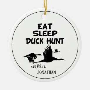 Personalised Eat, Sleep, Duck Hunt Ceramic Ornament
