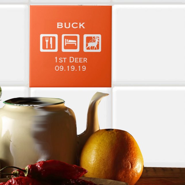 Personalised Eat Sleep Hunt 1st Deer Keepsake Tile (Creator Uploaded)