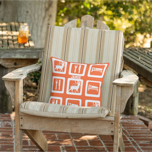 Personalised Eat Sleep Hunt Orange Pillow (Chair)