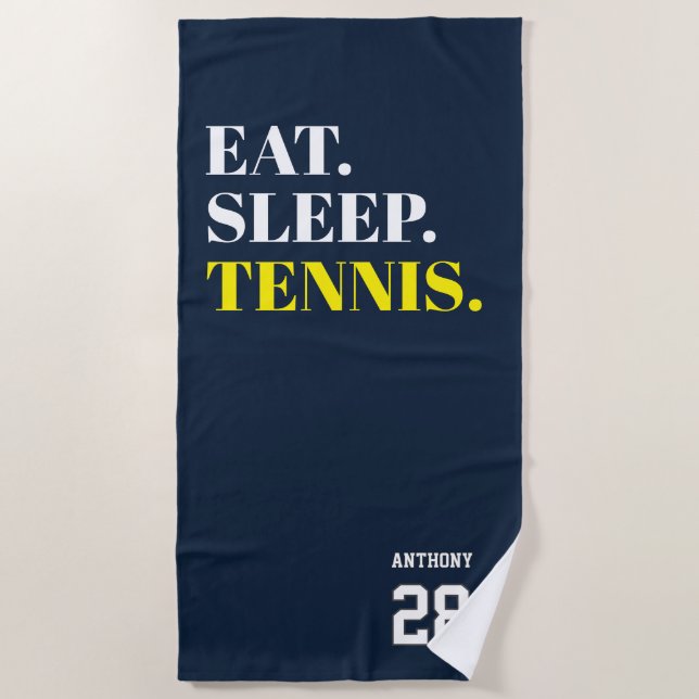 Personalised Eat Sleep Tennis Beach Towel (Front)