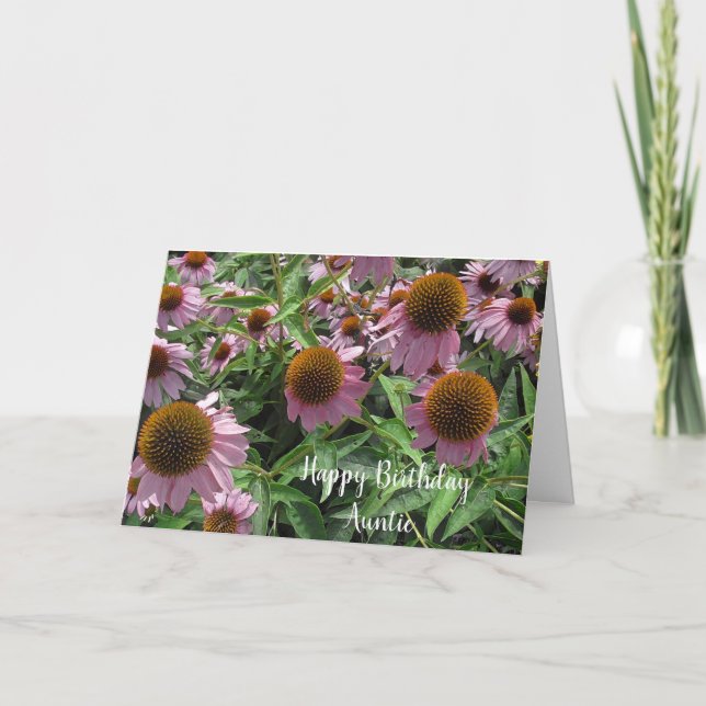 Personalised Echinacea Cone Flowers Happy Birthday Card (Front)
