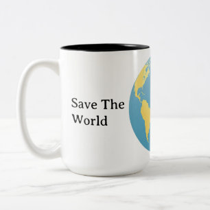 Personalised Eco-Globe Minimalist Planet Two-Tone Coffee Mug