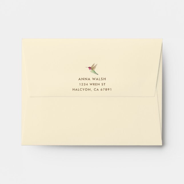 Personalised Ecru Anna's Hummingbird Envelope (Back (Top Flap))