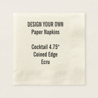 Personalised ECRU Coined Cocktail Paper Napkins