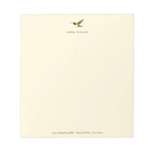 Personalised Ecru Hummingbird Notepad