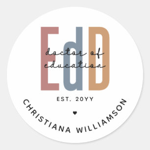 Personalised EdD Doctor Of Education Graduation Classic Round Sticker