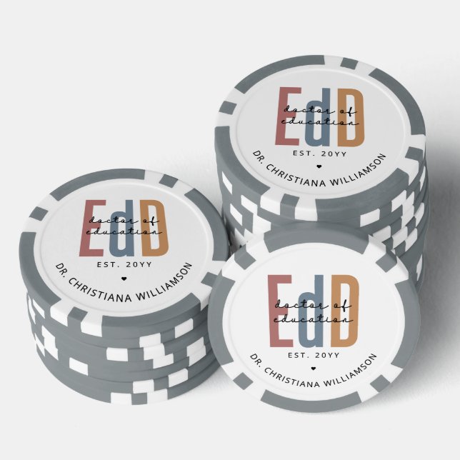 Personalised EdD Doctor Of Education Graduation Poker Chips (Stack)