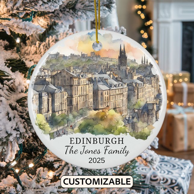 Personalised Edinburgh Ornament, Scotland gift Ceramic Ornament (Creator Uploaded)