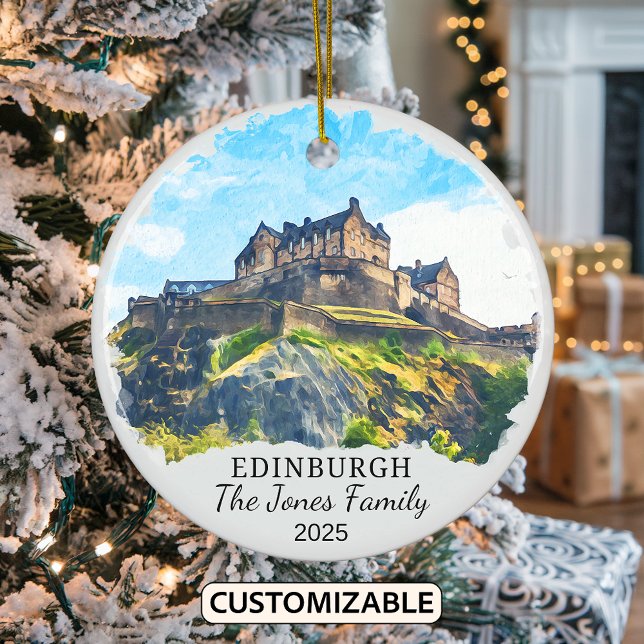 Personalised Edinburgh Ornament, Scotland Gift Ceramic Ornament (Creator Uploaded)