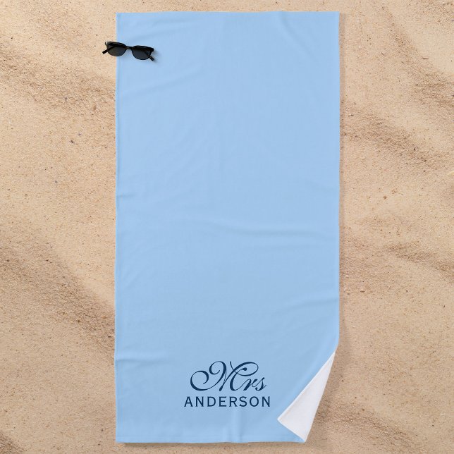 Personalised Editable Colours Elegant Script Mrs Beach Towel (Creator Uploaded)