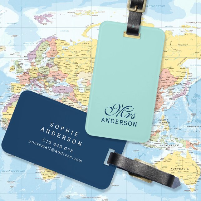 Personalised Editable Colours Elegant Script Mrs Luggage Tag (Creator Uploaded)