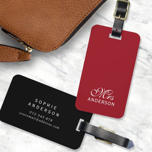 Personalised Editable Colours Elegant Script Mrs Luggage Tag (Creator Uploaded)