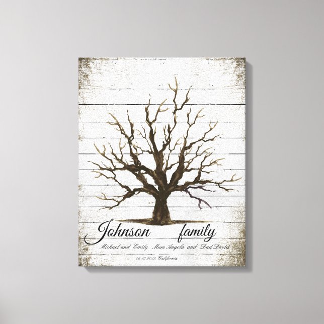 Personalised editable fingerprint tree canvas print (Front)