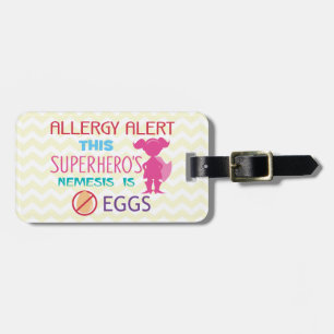 Personalised Egg Allergy Superhero Alert Luggage Tag