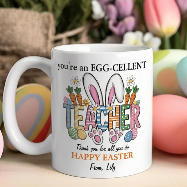 Personalised Egg-cellent Teacher Appreciation Gift Coffee Mug (Creator Uploaded)