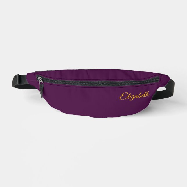 Personalised Eggplant Purple Classic Solid Plain  Bum Bags (Front)