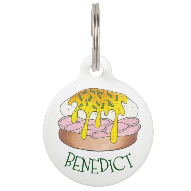 Personalised Eggs Benedict Breakfast Food Diner Pet Tag (Front)
